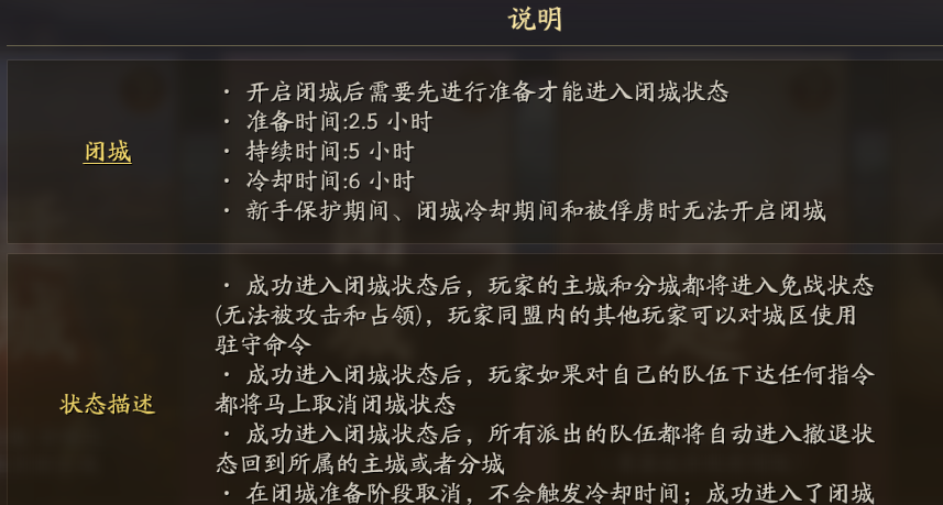 三国志战略版闭城什么用